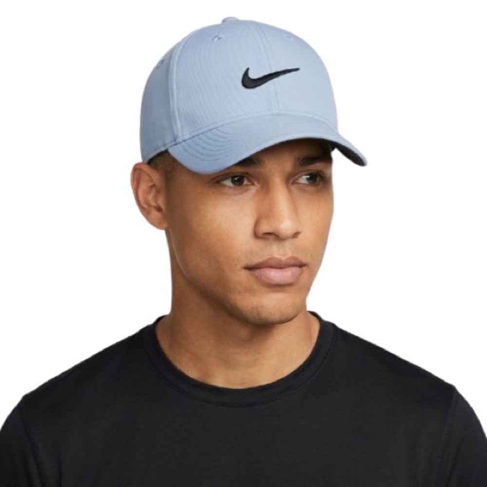 Nike Mens Legacy91 Dri-Fit Adjustable Golf Hat Psychic Blue Black Swoosh Cap O|S